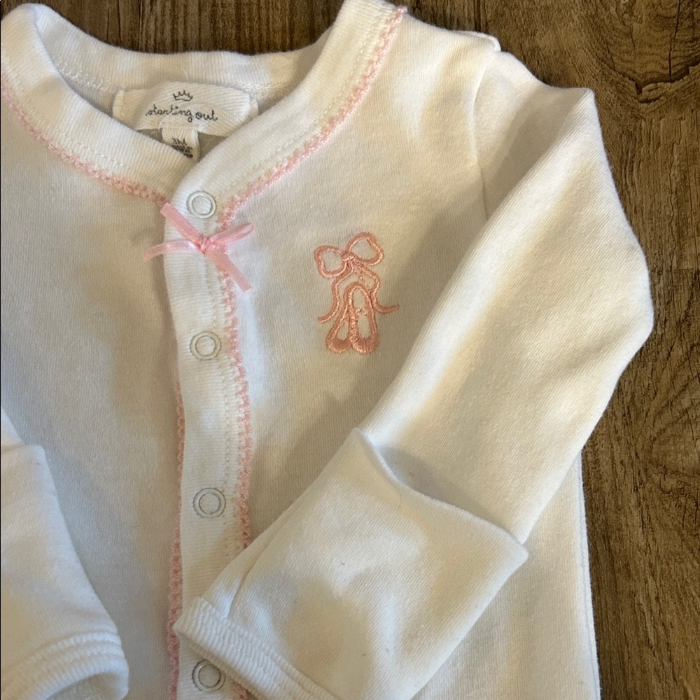 White Baby One Piece with Pink Accents